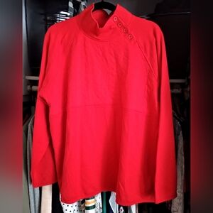 New Red Detailed Three Button Sweatshirt